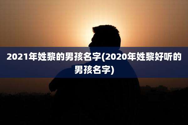 2021年姓黎的男孩名字(2020年姓黎好听的男孩名字)