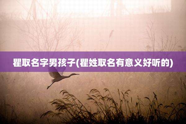 瞿取名字男孩子(瞿姓取名有意义好听的)