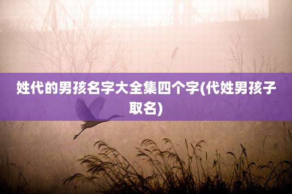 姓代的男孩名字大全集四个字(代姓男孩子取名)