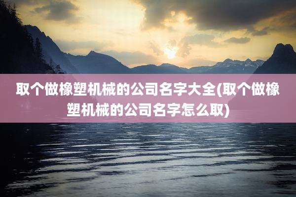 取个做橡塑机械的公司名字大全(取个做橡塑机械的公司名字怎么取)