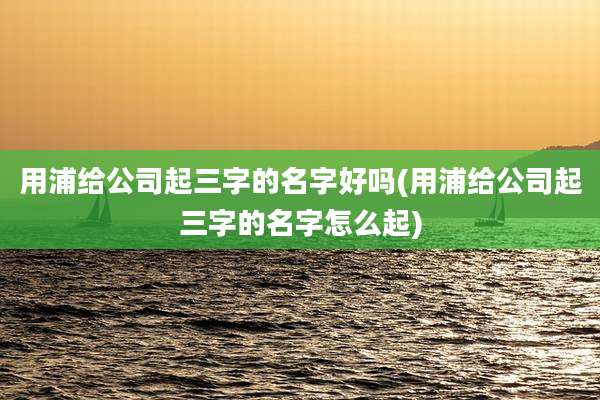 用浦给公司起三字的名字好吗(用浦给公司起三字的名字怎么起)