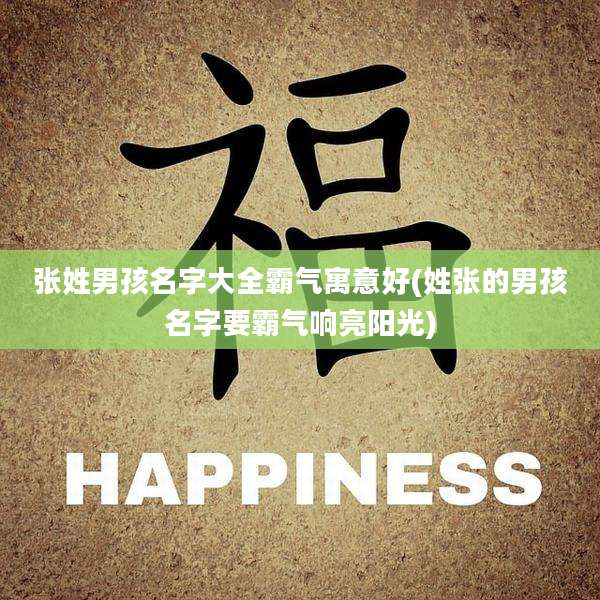 张姓男孩名字大全霸气寓意好(姓张的男孩名字要霸气响亮阳光)