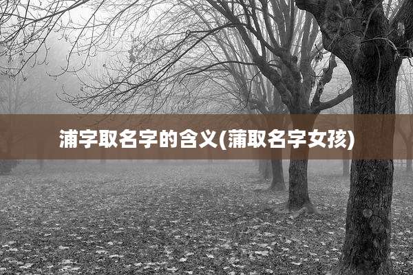 浦字取名字的含义(蒲取名字女孩)