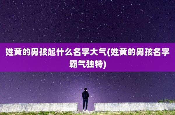姓黄的男孩起什么名字大气(姓黄的男孩名字霸气独特)