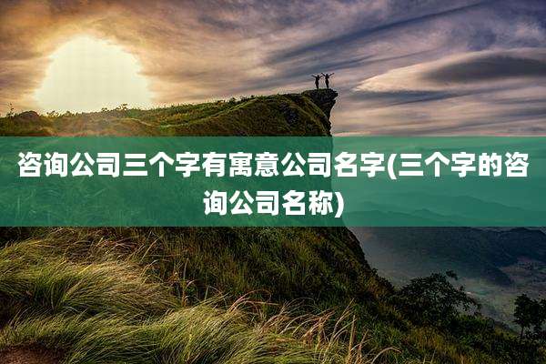 咨询公司三个字有寓意公司名字(三个字的咨询公司名称)