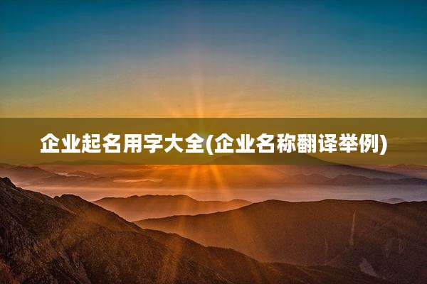 企业起名用字大全(企业名称翻译举例)
