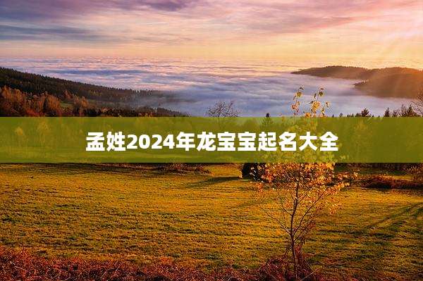 孟姓2024年龙宝宝起名大全