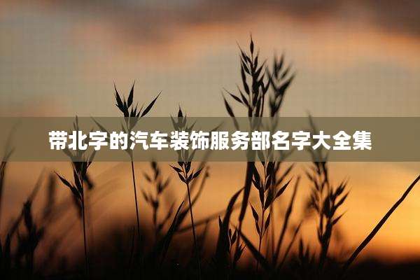带北字的汽车装饰服务部名字大全集