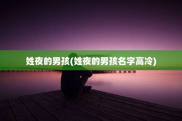 姓夜的男孩(姓夜的男孩名字高冷)