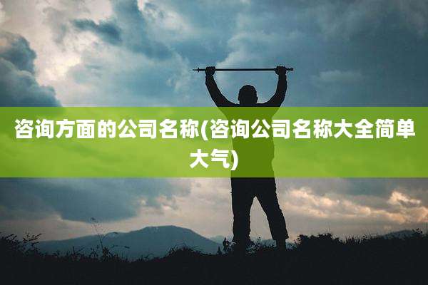咨询方面的公司名称(咨询公司名称大全简单大气)