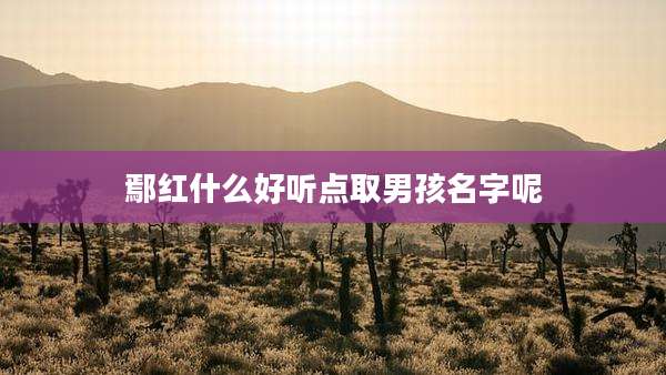 鄢红什么好听点取男孩名字呢