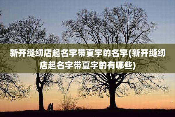 新开缝纫店起名字带夏字的名字(新开缝纫店起名字带夏字的有哪些)