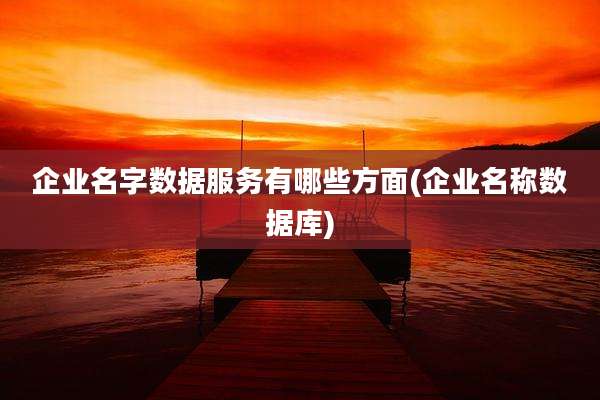 企业名字数据服务有哪些方面(企业名称数据库)