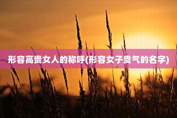 形容高贵女人的称呼(形容女子贵气的名字)