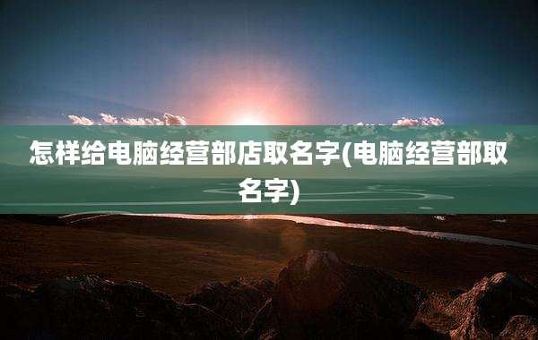 怎样给电脑经营部店取名字(电脑经营部取名字)