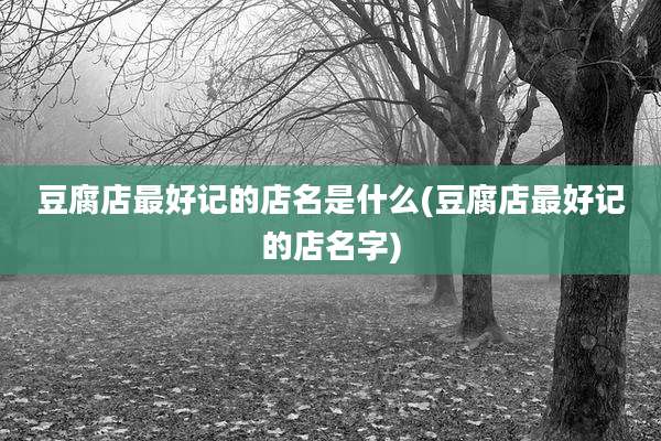 豆腐店最好记的店名是什么(豆腐店最好记的店名字)