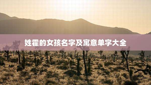 姓霍的女孩名字及寓意单字大全