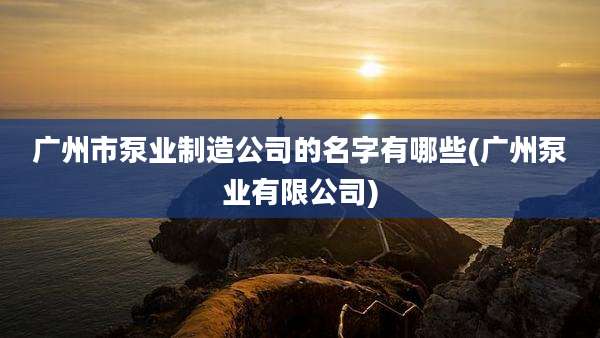 广州市泵业制造公司的名字有哪些(广州泵业有限公司)