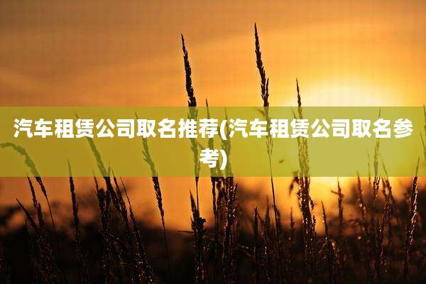 汽车租赁公司取名推荐(汽车租赁公司取名参考)