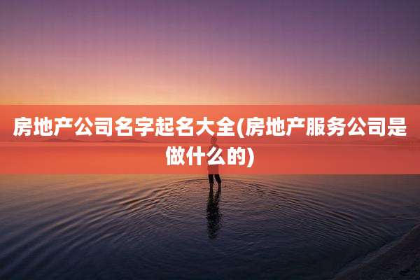 房地产公司名字起名大全(房地产服务公司是做什么的)