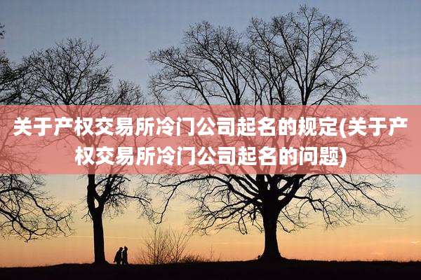 关于产权交易所冷门公司起名的规定(关于产权交易所冷门公司起名的问题)