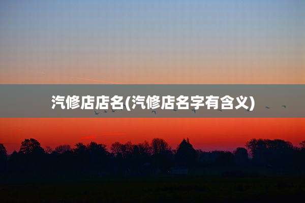 汽修店店名(汽修店名字有含义)