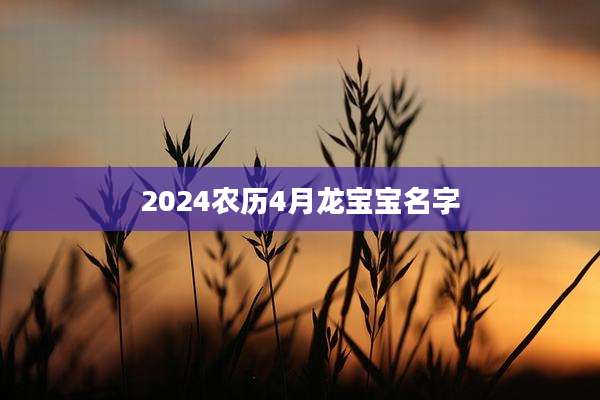 2024农历4月龙宝宝名字