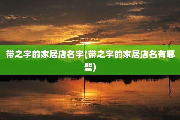 带之字的家居店名字(带之字的家居店名有哪些)