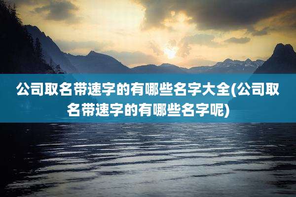 公司取名带速字的有哪些名字大全(公司取名带速字的有哪些名字呢)