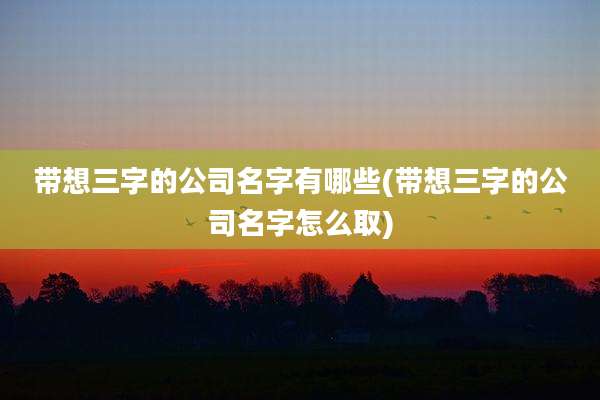带想三字的公司名字有哪些(带想三字的公司名字怎么取)