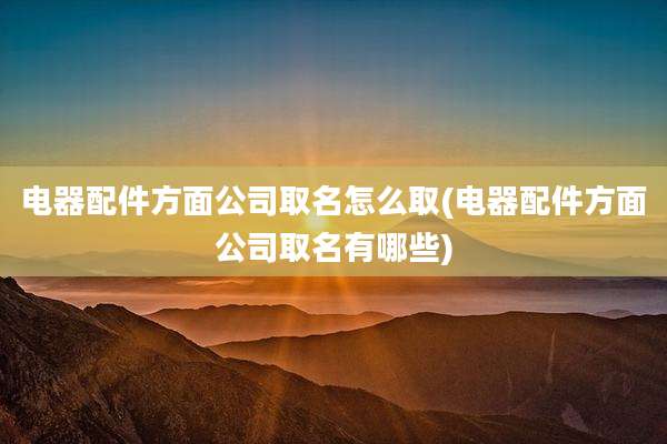 电器配件方面公司取名怎么取(电器配件方面公司取名有哪些)