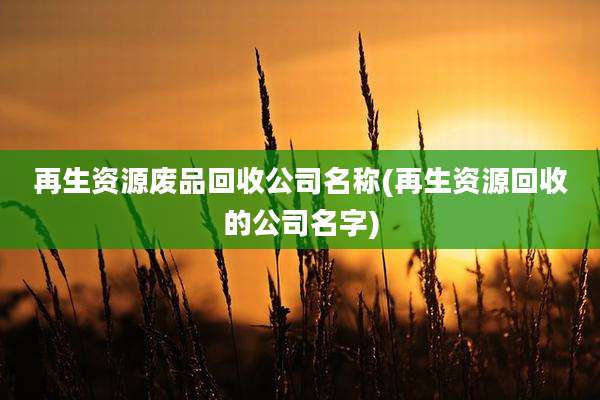 再生资源废品回收公司名称(再生资源回收的公司名字)
