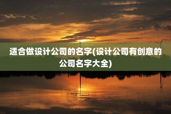 适合做设计公司的名字(设计公司有创意的公司名字大全)