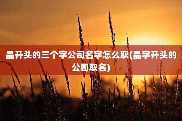 晶开头的三个字公司名字怎么取(晶字开头的公司取名)