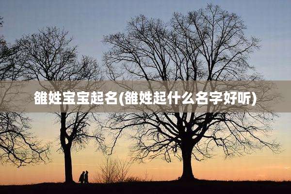 雒姓宝宝起名(雒姓起什么名字好听)