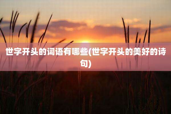 世字开头的词语有哪些(世字开头的美好的诗句)