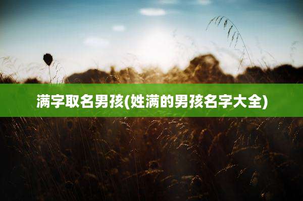 满字取名男孩(姓满的男孩名字大全)