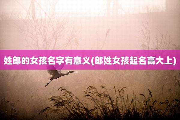 姓郎的女孩名字有意义(郎姓女孩起名高大上)