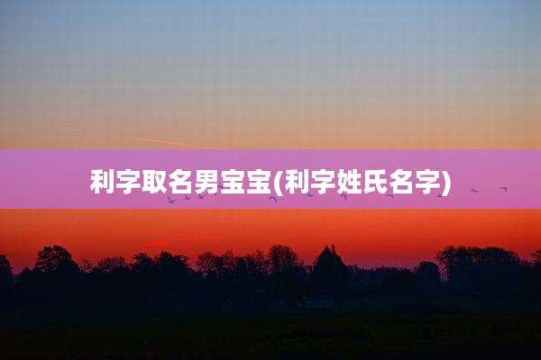 利字取名男宝宝(利字姓氏名字)
