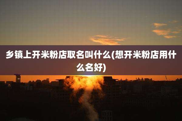 乡镇上开米粉店取名叫什么(想开米粉店用什么名好)