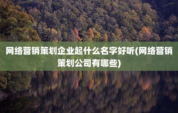网络营销策划企业起什么名字好听(网络营销策划公司有哪些)