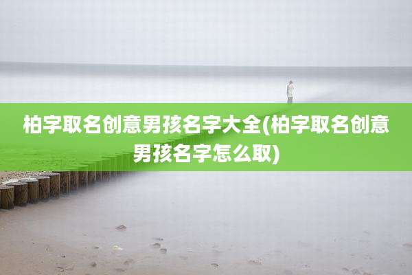 柏字取名创意男孩名字大全(柏字取名创意男孩名字怎么取)