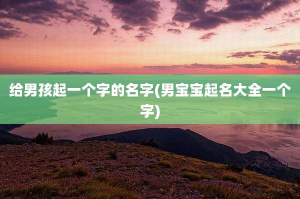 给男孩起一个字的名字(男宝宝起名大全一个字)