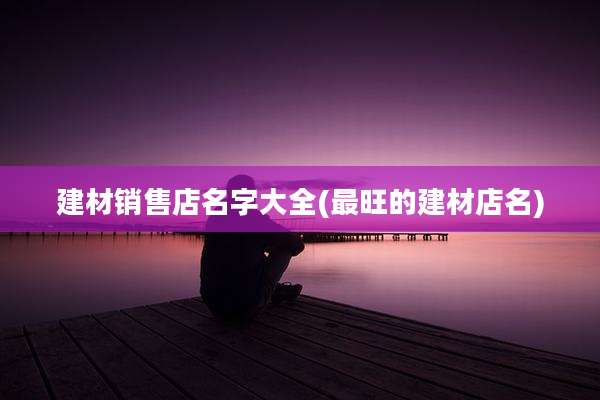 建材销售店名字大全(最旺的建材店名)