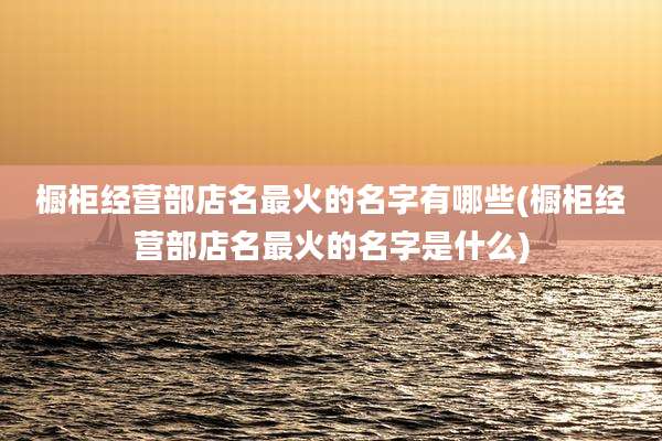 橱柜经营部店名最火的名字有哪些(橱柜经营部店名最火的名字是什么)