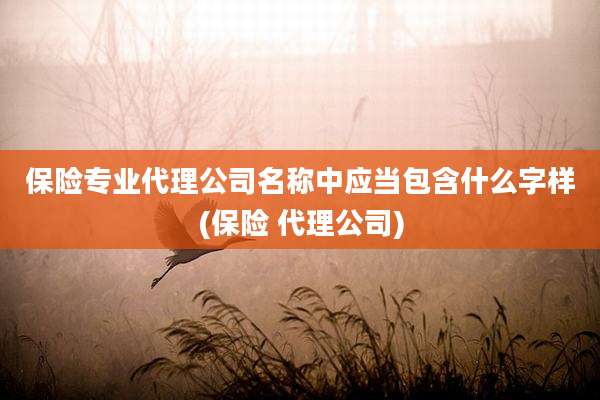 保险专业代理公司名称中应当包含什么字样(保险 代理公司)