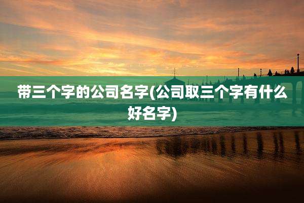 带三个字的公司名字(公司取三个字有什么好名字)