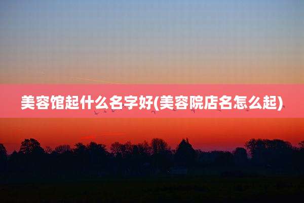 美容馆起什么名字好(美容院店名怎么起)