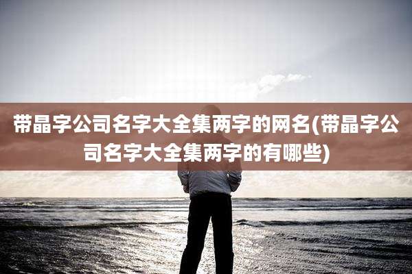 带晶字公司名字大全集两字的网名(带晶字公司名字大全集两字的有哪些)