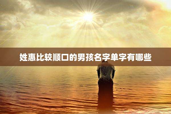 姓惠比较顺口的男孩名字单字有哪些